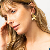 Matte Brass Triple Drop Half Circle Earrings