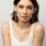 Matte Brass Bar w/ Cobalt Blue Teardrop Earrings
