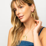 Matte Brass Rainbow Double Drop Earrings