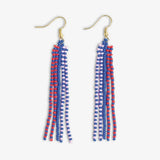 Melissa - Speckled Beaded Fringe Earrings - Royal Blue