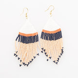Colorblock Fringe Earrings - Short Peach/ Navy