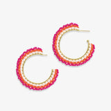 Eve - Ombre Crochet Hoop Earrings - Hot Pink