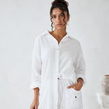 Oversized Button Down Top - White
