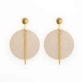 Leather Circle w/ Brass Stick Earrings Champagne O/S