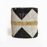 Black With Ivory Diamonds and Gold Stripe Bracelet