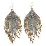 Gunmetal and Gold Fringe Bead Earrings
