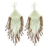 Mint and Gold Fringe Bead Earrings