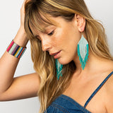 Light Blue & Turq Fringe Earrings