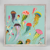 Aqua Floating Jellyfish 6x6 Canvas Wall Art