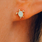 Pura Vida - Sea Turtle Gold Green Stud Earrings