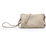 Convertible Cross Body Purse, Wristlet or Clutch - Cheetah Light Gold
