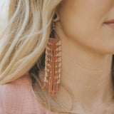 Rust & Peach Triangle Fringe Earrings