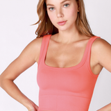 Chevron Ribbed Crop Top by NikiBiki - Coral