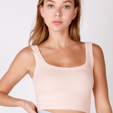 Chevron Ribbed Crop Top by NikiBiki - Apricot