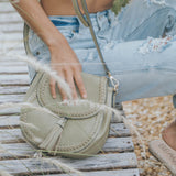 Penelope Saddle Stitch Crossbody Purse w/ Changeable Strap  - Willow