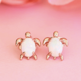 Pura Vida -  Rose Gold Opal Sea Turtle Stud Earrings