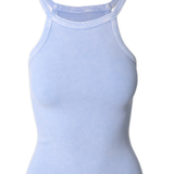 High Neck Ribbed Tank Top by NikiBiki - Vintage Ice Blue