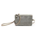 Miley Double Zip Convertible Cross Body Purse -  Grey Suede