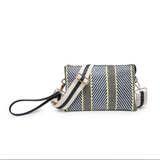Izzy Cross Body Purse with Guitar Strap - Navy Blue Woven Stripe