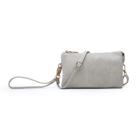 Riley Convertible Cross Body Purse, Wristlet or Clutch -  Light Grey