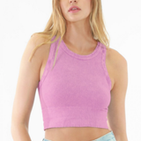 Chevron High Neck Crop Top by NikiBiki - Vintage Orchid Purple