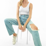 Reversible Herringbone Ribbed Crop Top by NikiBiki - White