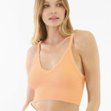 Ribbed V Neck Bra Top by NikiBiki - Cantaloupe