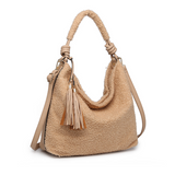 Bea Faux Teddy fur Cross Body Handbag with Crossbody Strap -  Oatmeal Teddy