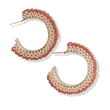 Blush, Rust, Ivory Crochet Hoop Post Earrings