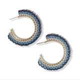 Navy, Ivory Crochet Hoop Post Earrings