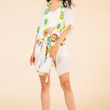 Thalia Kimono - Rainbow Crochet Trim