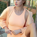 Chevron High Neck Crop Top by NikiBiki - Cantaloupe