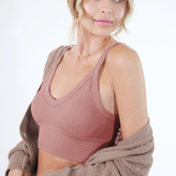 Ribbed V Neck Bra Top by NikiBiki - Ash Rose