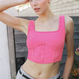 Square Neck Corset Crop Top by NikiBiki - Pink Cosmos