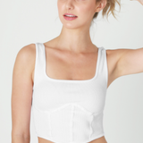 Square Neck Corset Crop Top by NikiBiki - White