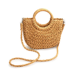 Ahoy Straw Purse w/ Circle Handle & Crossbody Strap - Natural by Matisse