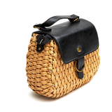 Harbor Straw Purse w/ Circle Handle & Crossbody Strap - Black by Matisse