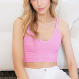 Ribbed V Neck Bra Top by NikiBiki - Vintage Azalea Pink