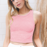 Chevron High Neck Crop Top by NikiBiki - Vintage Azalea Pink