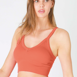 Ribbed V Neck Bra Top by NikiBiki - Burnt Sienna