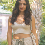Plunge V Neck Ribbed Crop Top by NikiBiki - Barely Nude