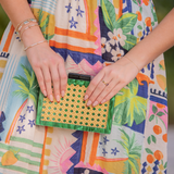 Acrylic & Rattan Clutch Purse - Green