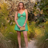 Twist Front Short Dress - Emerald Green