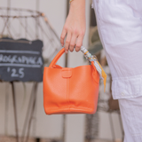 Mini Tote w/ Scarf Wrapped Handle - Orange