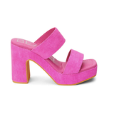 Two Strap Woven Heeled Sandals - Gem - Magenta