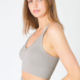 Ribbed V Neck Bra Top by NikiBiki - Paloma Grey
