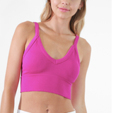 Ribbed V Neck Bra Top by NikiBiki - English Rose