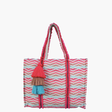 Woven Tapestry Karla Tote Bag - Pink Turquoise