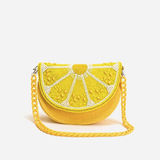 Couture Crescent Lemon Shoulder Bag