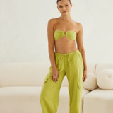 Oversized Cotton Cargo Pants - Pistachio